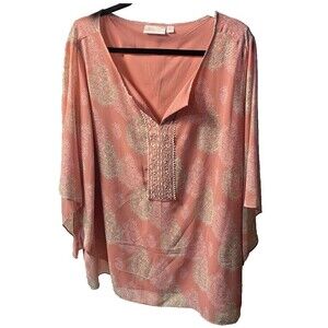 Belle by Kim Gravel Floral Medallion Printed Blouse Women’s 2X